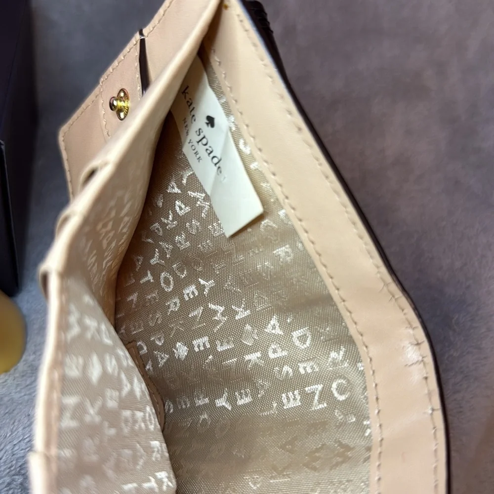KATE SPADE Black Serenade Valencia Road Bow Small Ostrich Embossed Wallet/ EUC
